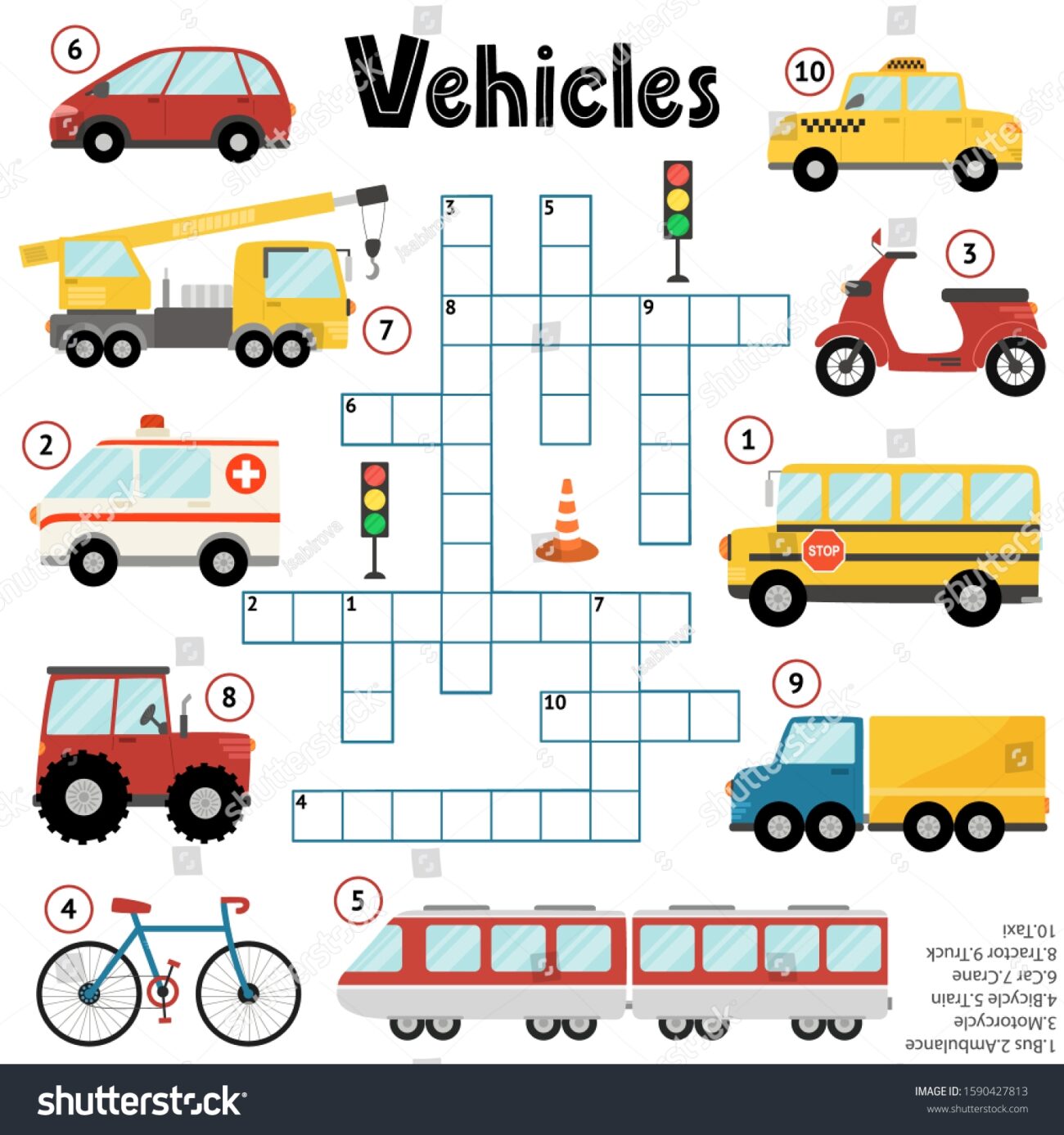 Crossword Puzzle Game Kids About Vehicles Stock Vector Royalty Free 1590427813 Shutterstock
