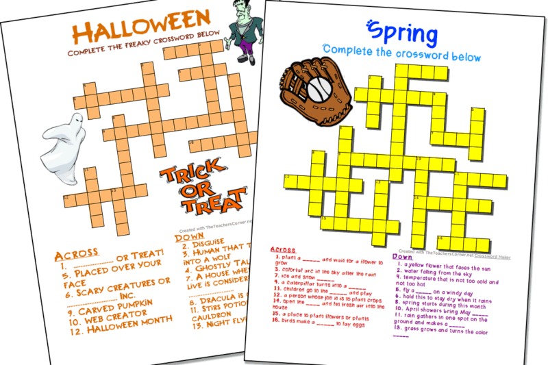 Free Printable Crossword Puzzles For Teachers