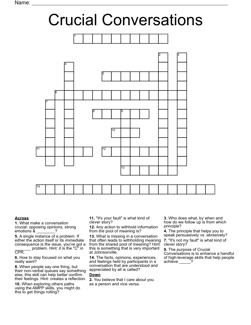 Crucial Conversations Crossword WordMint