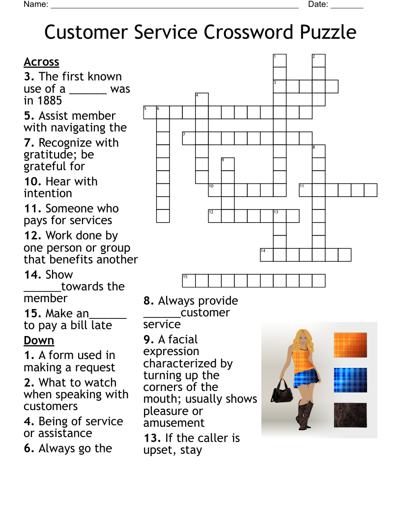 Customer Service Crossword Puzzle WordMint