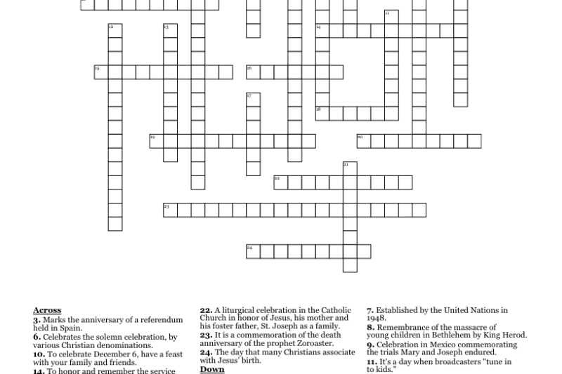 December Crossword Puzzle