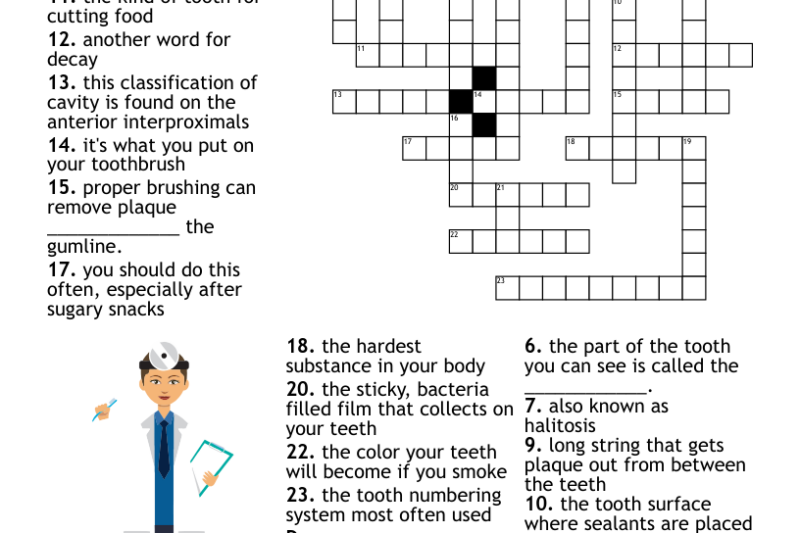 Dental Filling Crossword Puzzle