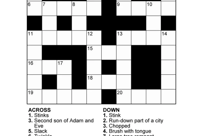Printable Crossword Puzzles For Adults