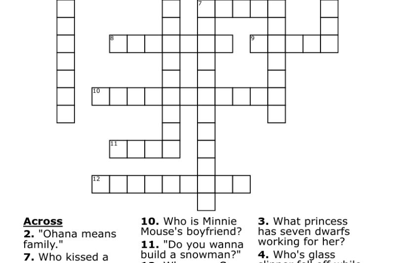 Disney Crossword Puzzle Printable