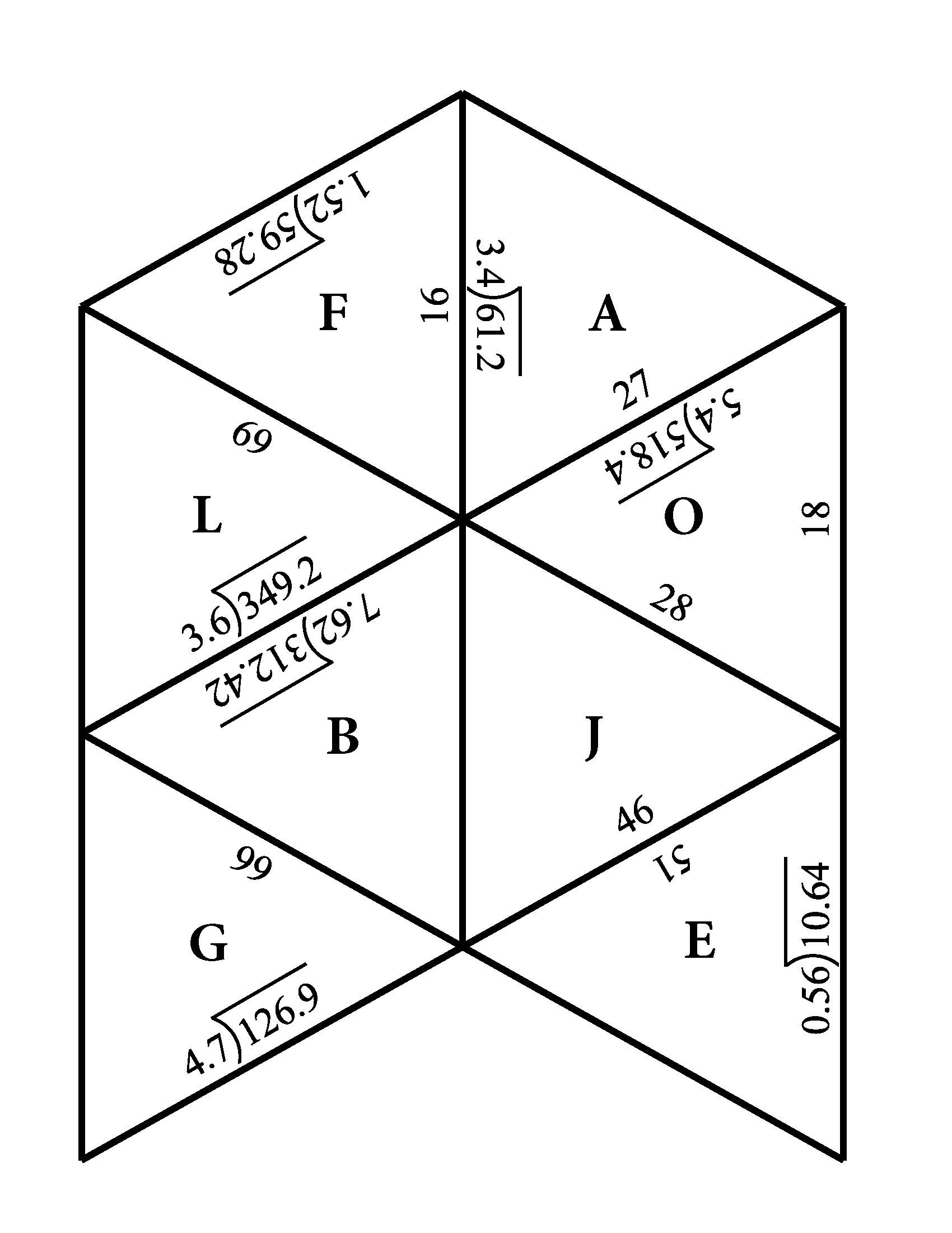Divide Decimals Puzzle Worksheet