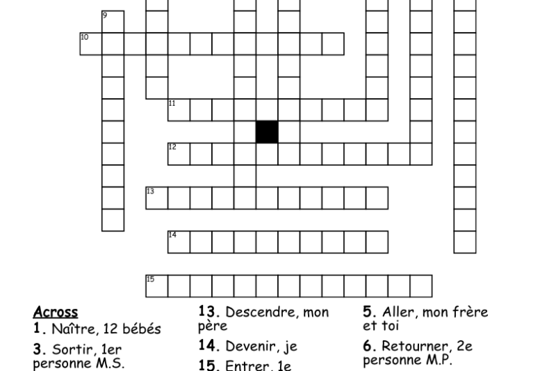 French Mrs Crossword Puzzle
