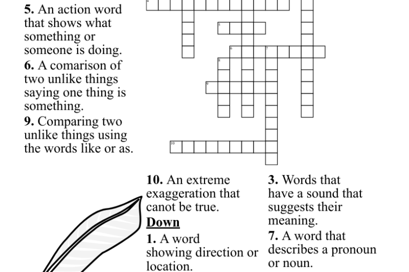 Printable Crossword Puzzles For Ela