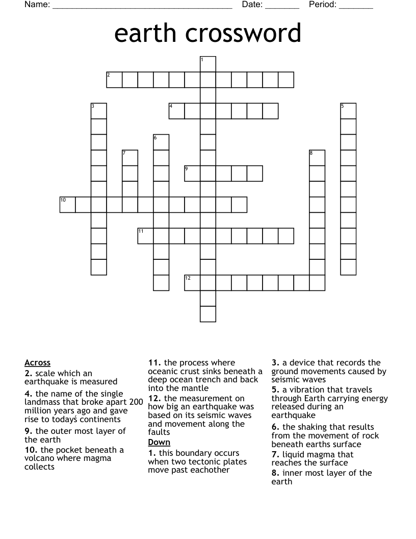 Earth Crossword WordMint