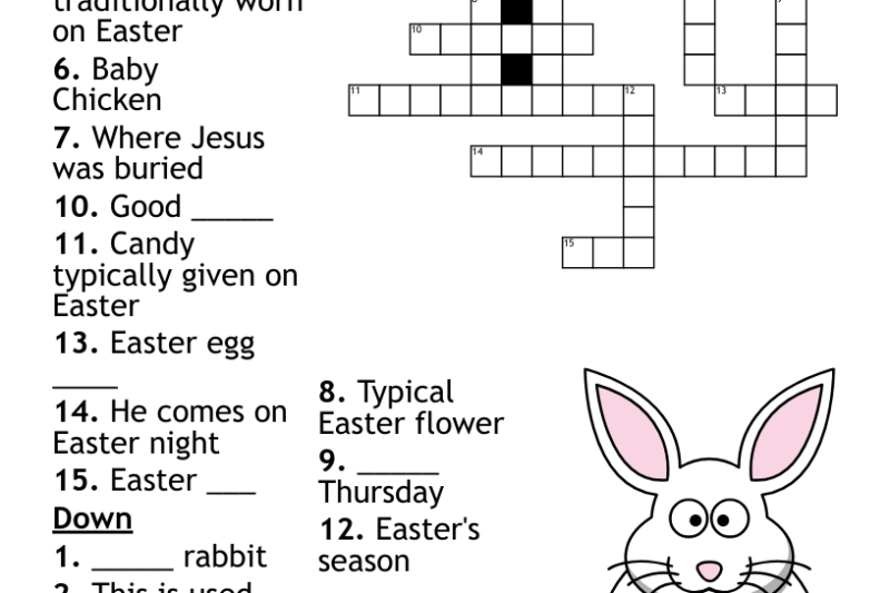 Easter Crossword Puzzles For Adults Printable