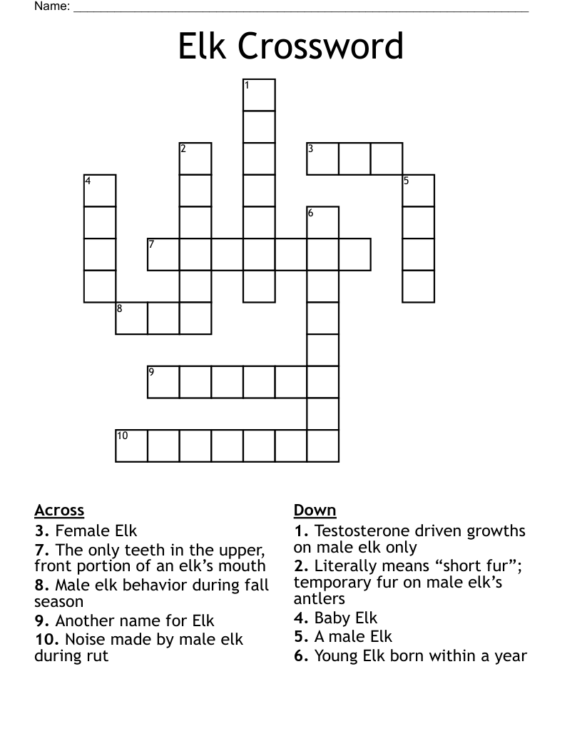 Elk Crossword WordMint