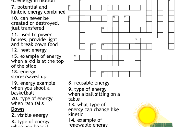 Energy Puzzles Worksheets