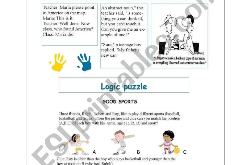 Logic Puzzles Jokes Worksheet