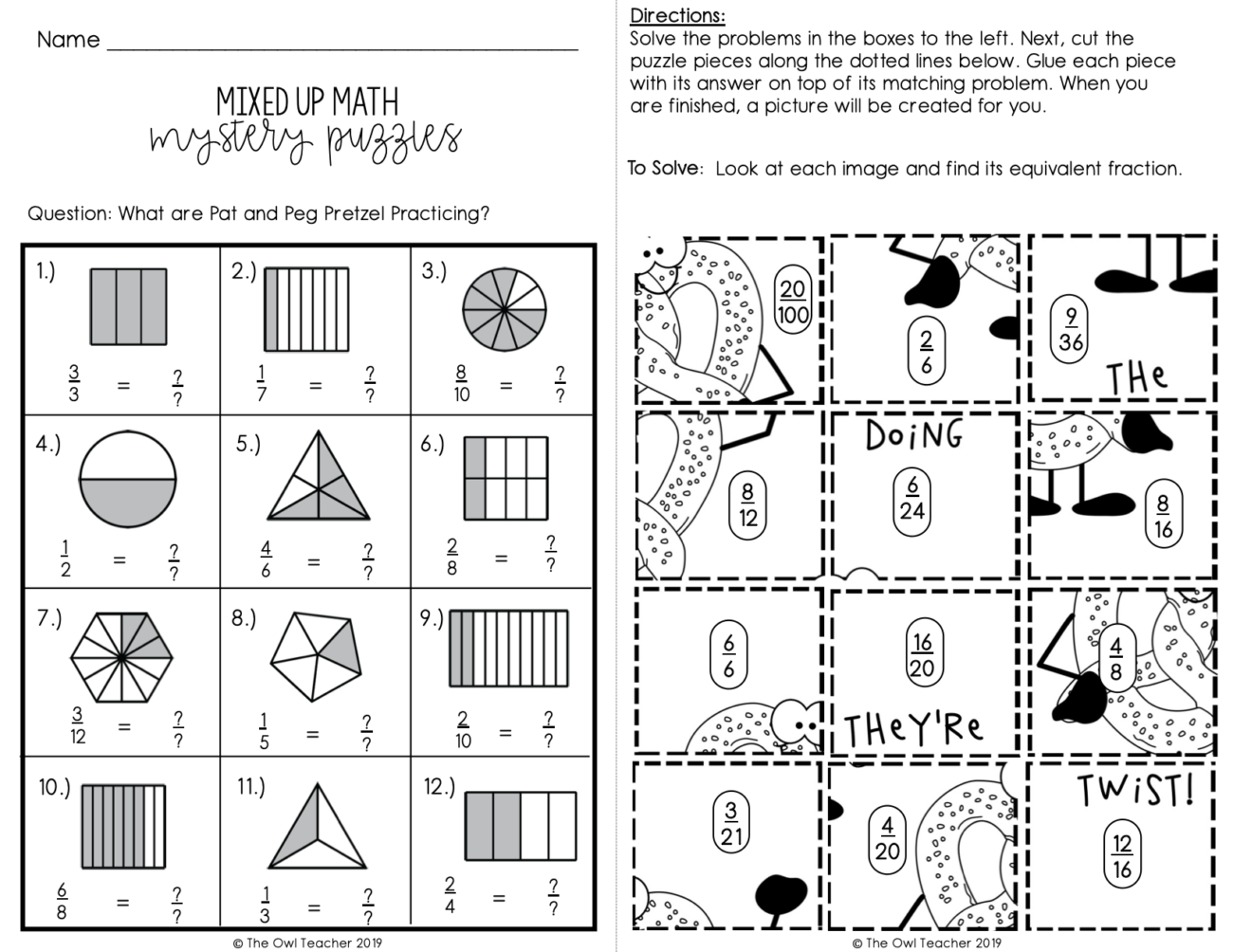 Equivalent Fractions Mixed Up Puzzles Printable U0026 Digital Google The Owl Teacher