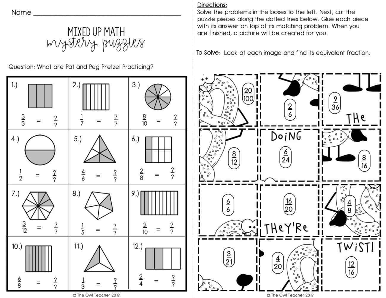 Equivalent Fractions Mixed Up Puzzles Printable U0026 Digital Google The Owl Teacher