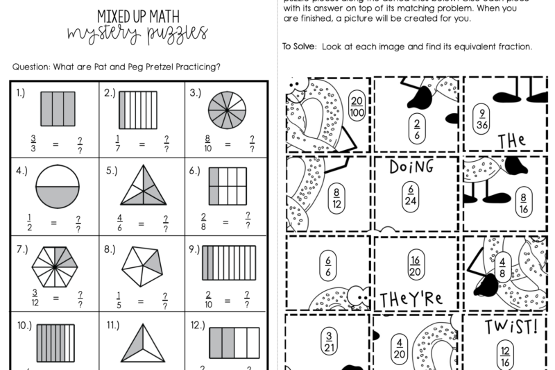 Fractions Puzzle Worksheet