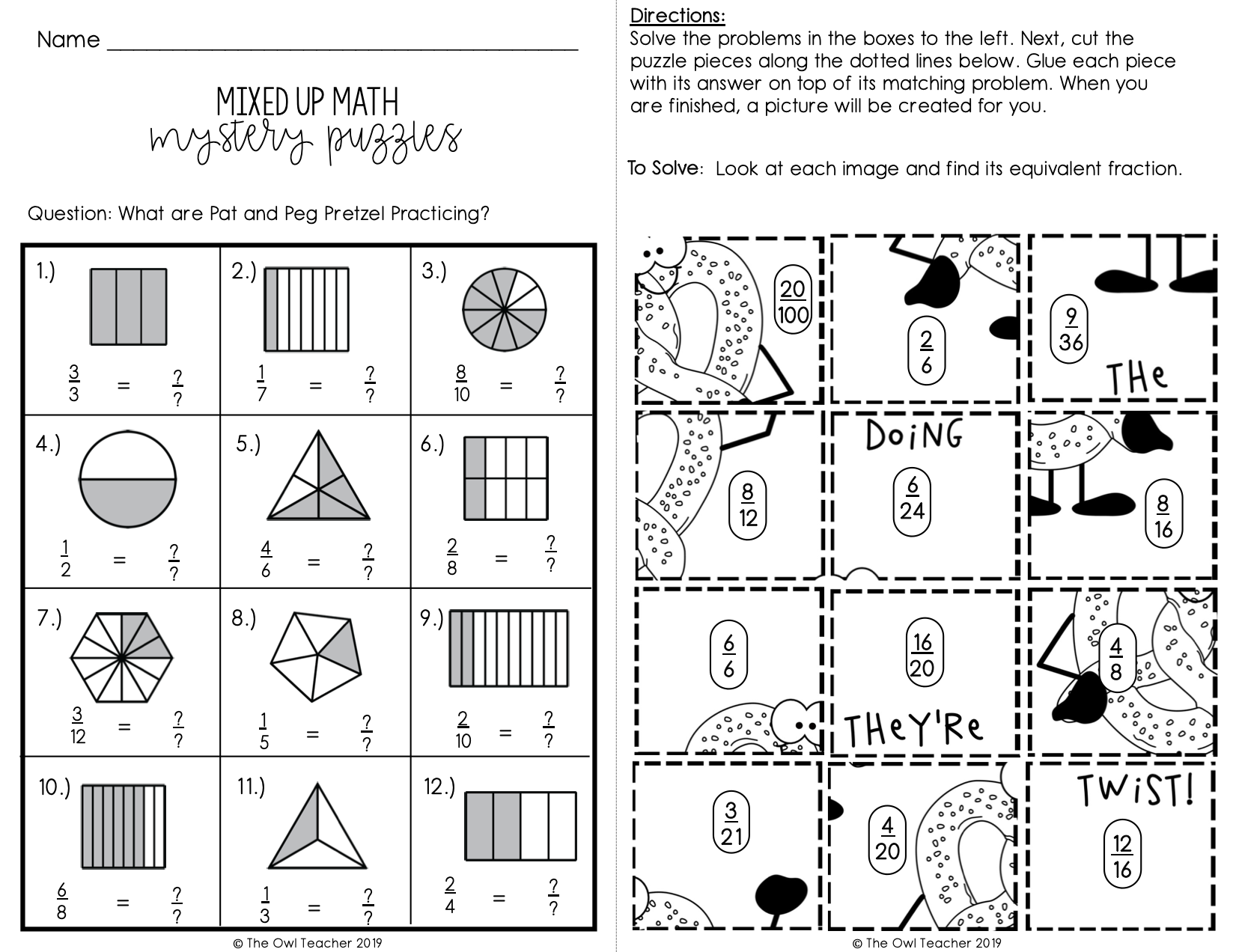 Fractions Puzzle Worksheet Fractions Puzzle Worksheet