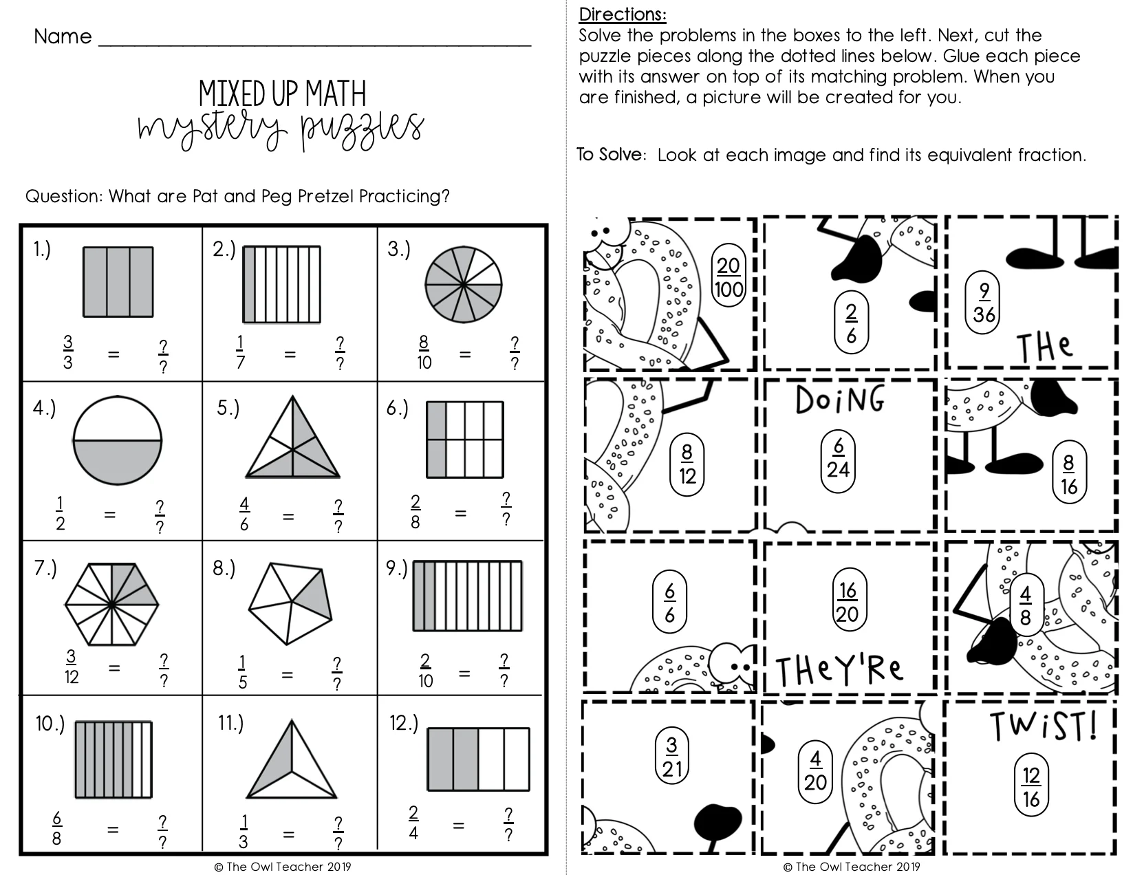 Puzzle Worksheets Fractions Puzzle Worksheets Fractions