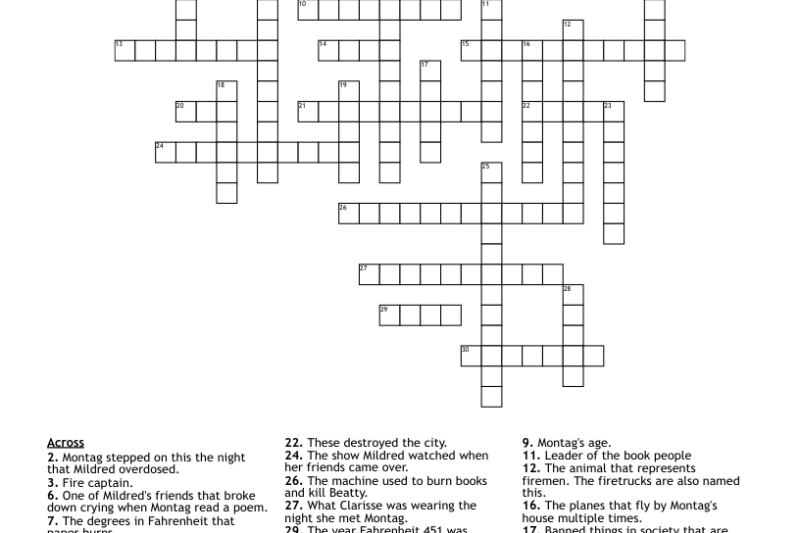 Fahrenheit 451 Crossword Puzzle Answers