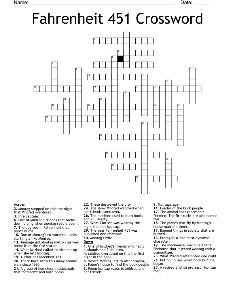 Fahrenheit 451 Crossword WordMint