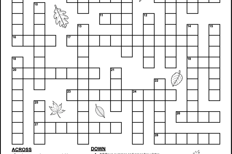 Crossword Puzzles For Fall
