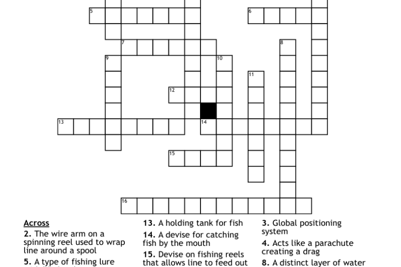 Fishing Crossword Puzzle Printable