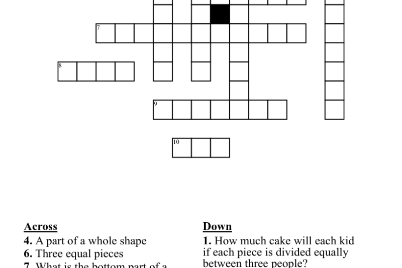 Printable Fraction Crossword Puzzle