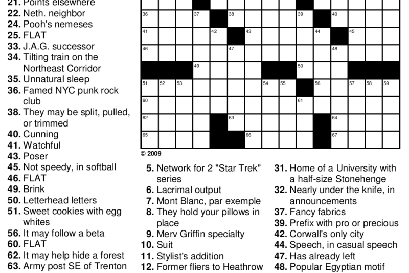 Thin Crossword Puzzle Clue