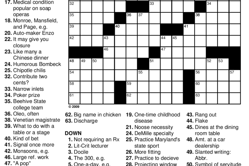 Uclick Crossword Free Printable Puzzle