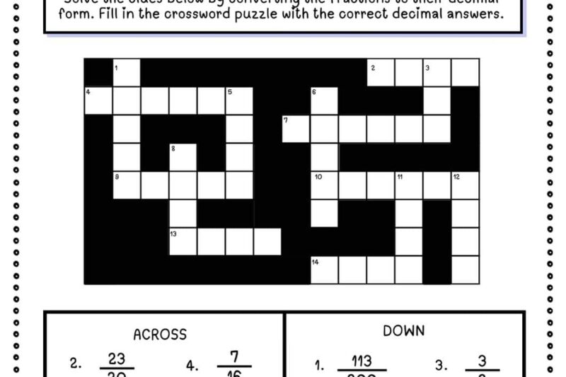 Fun Decimal Puzzle Worksheets