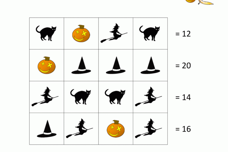 Halloween Math Puzzle Worksheet