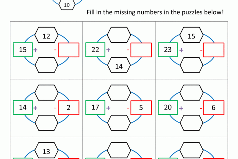 Additionand Subtraction Puzzle Worksheets