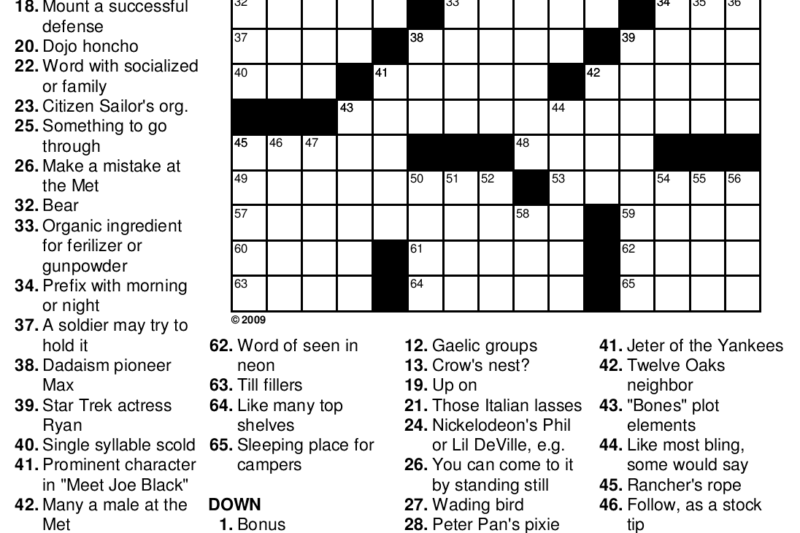 Free Printable Crossword Puzzles Themed