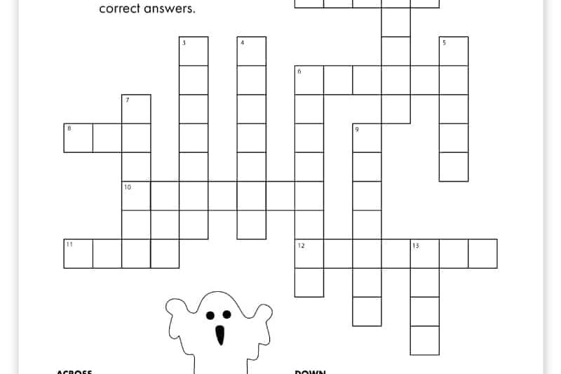Free Halloween Crossword Puzzles Printable