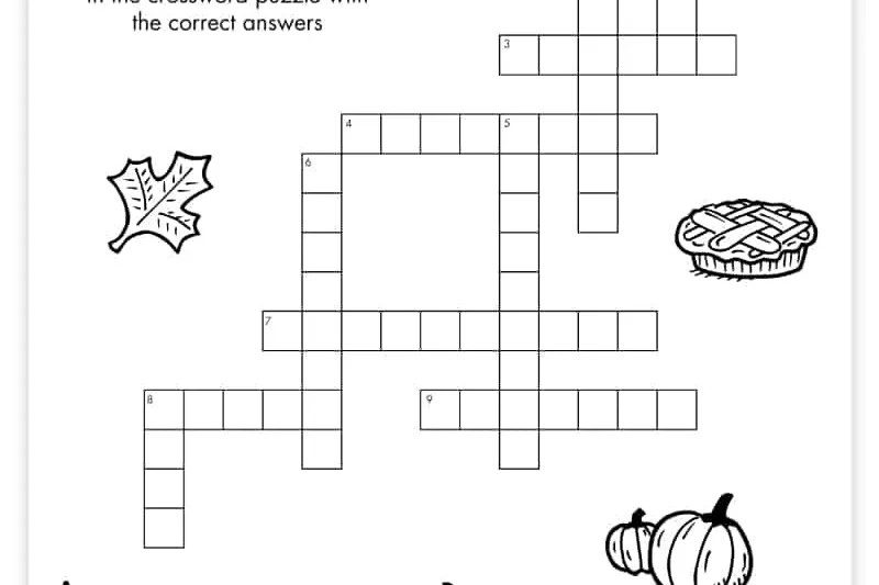 Free Printable Thanksgiving Crossword Puzzle Adult