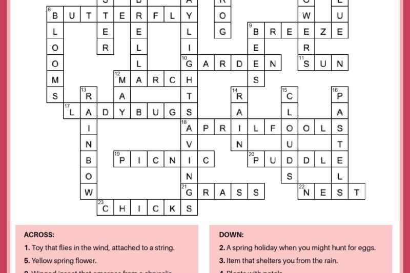 Printable Crossword Puzzle With Answers