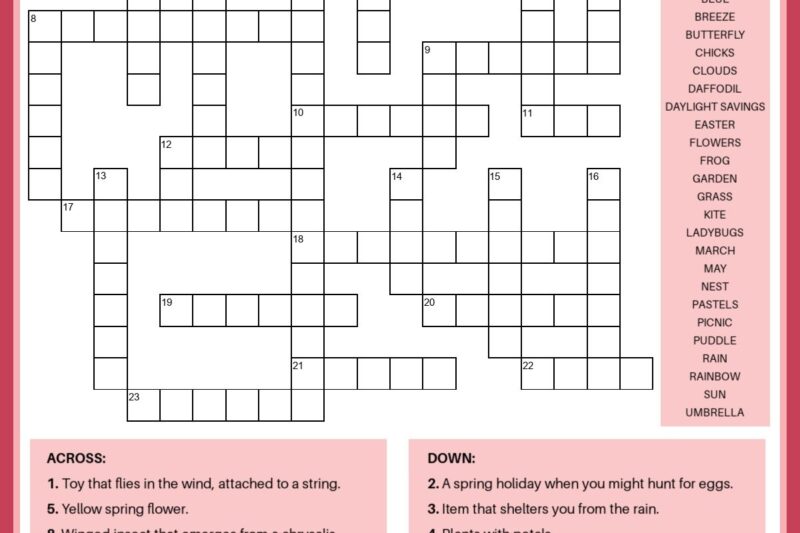 Entire Page Crossword Puzzle Printable