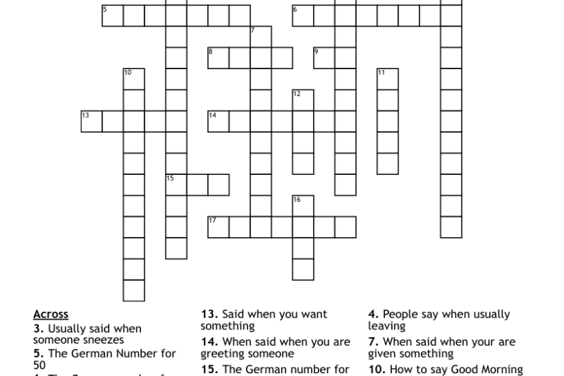 German Crossword Puzzles Printable