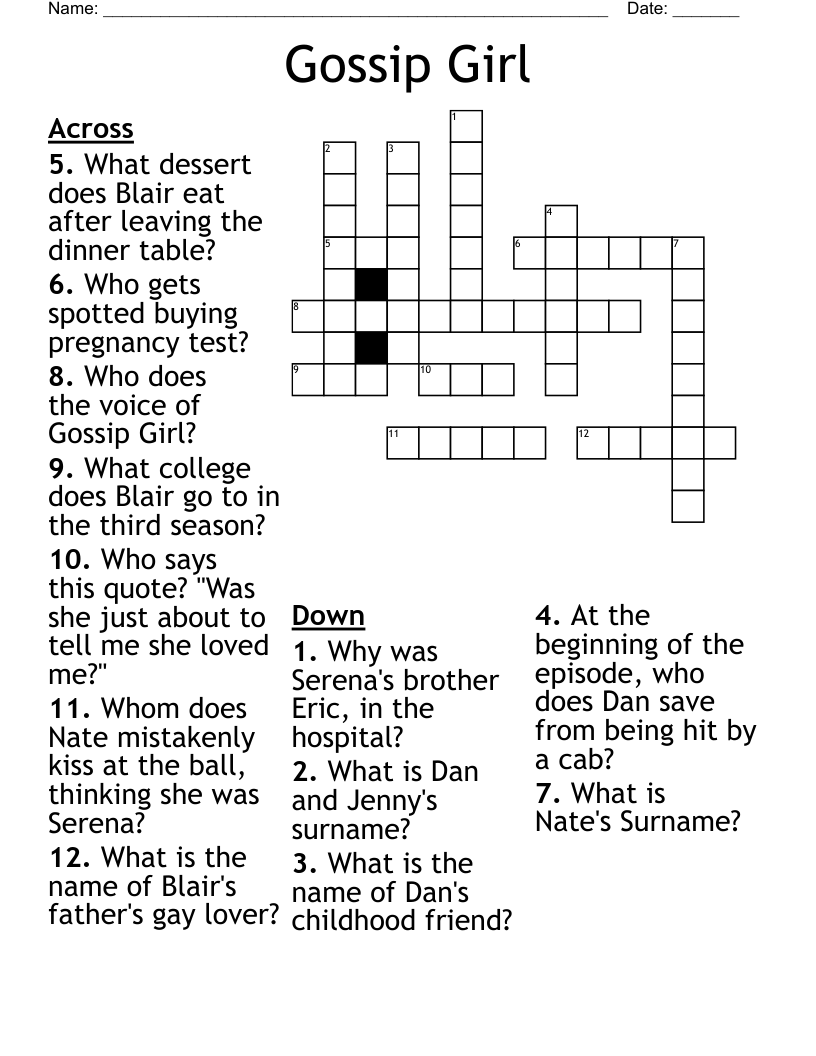 Gossip GIrl Word Search WordMint