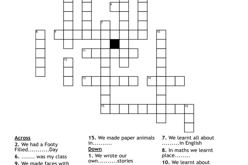 Grade 2 Crossword Puzzles Printable