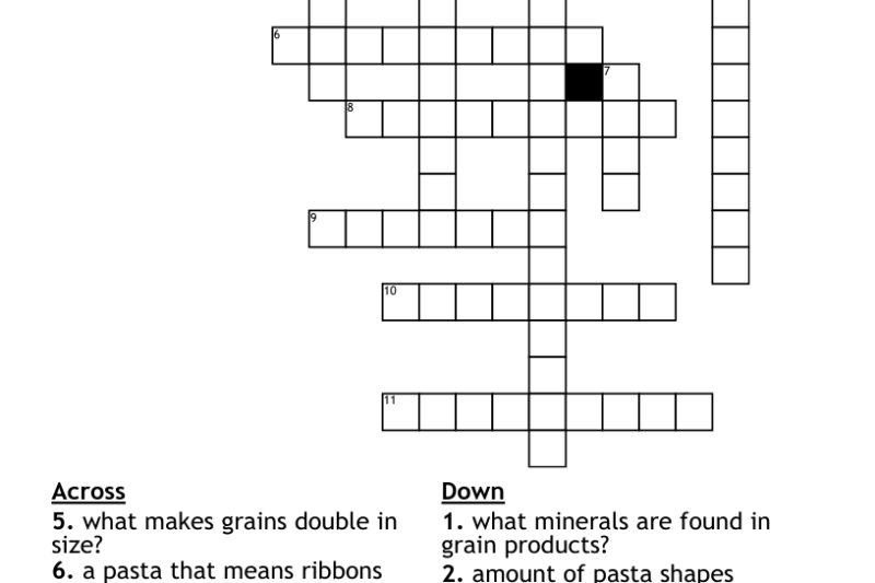 Grains Crossword Puzzle Answer Key