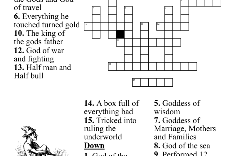Mythology Printable Free Hard Crossword Puzzles