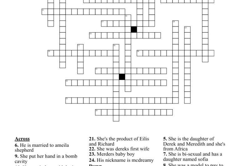 Difficult Anatomy Crossword Puzzle Printable
