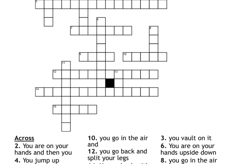 Gymnastics Crossword Puzzle Printables