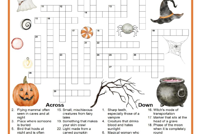 Hard Halloween Crossword Puzzles Printable