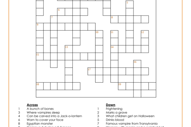 Free Halloween Crossword Puzzles Worksheets