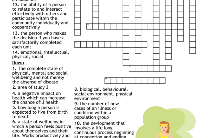 Health Crossword Puzzles Free Printable