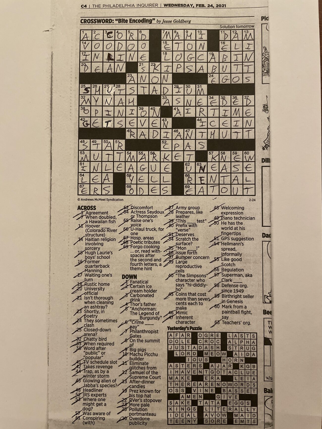 I Don t Get The Overall Clue Today Or 69 Across there Must Be Something To 21 25 45 And 53 Across But I m Not Getting It R crossword