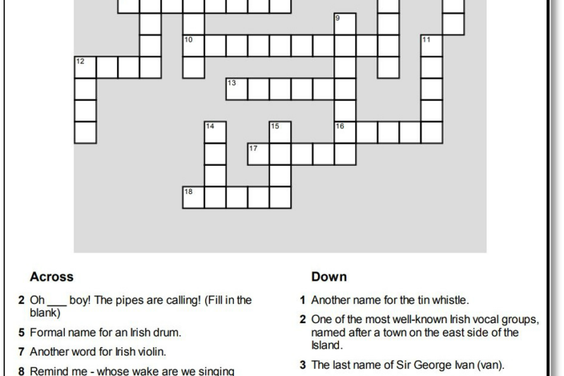 Irish New Age Singer Crossword Puzzle