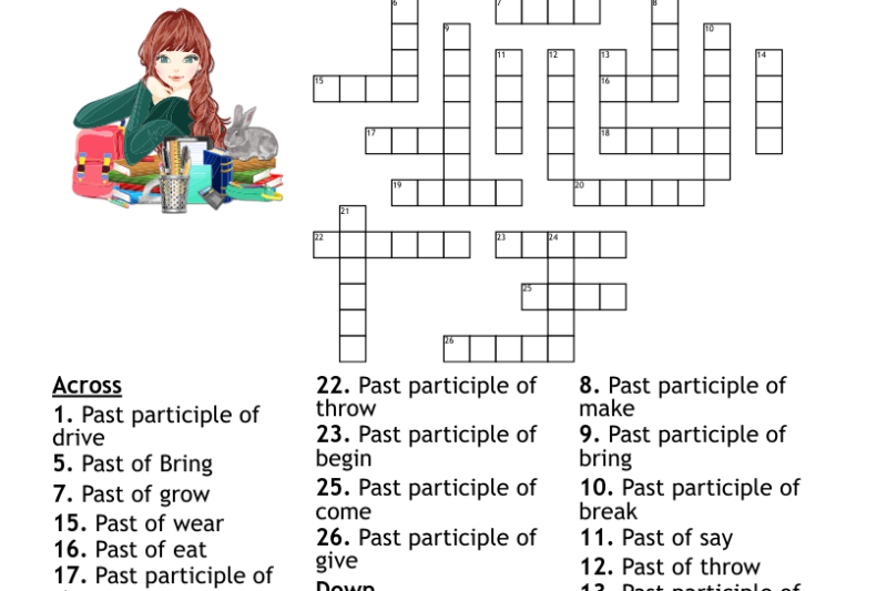 Past Participle Crossword Puzzle Printable