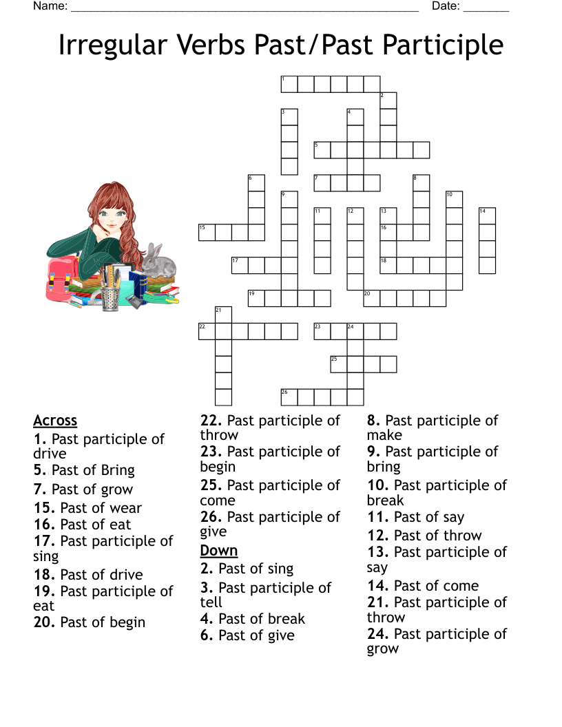 Irregular Verbs Past Past Participle Crossword WordMint
